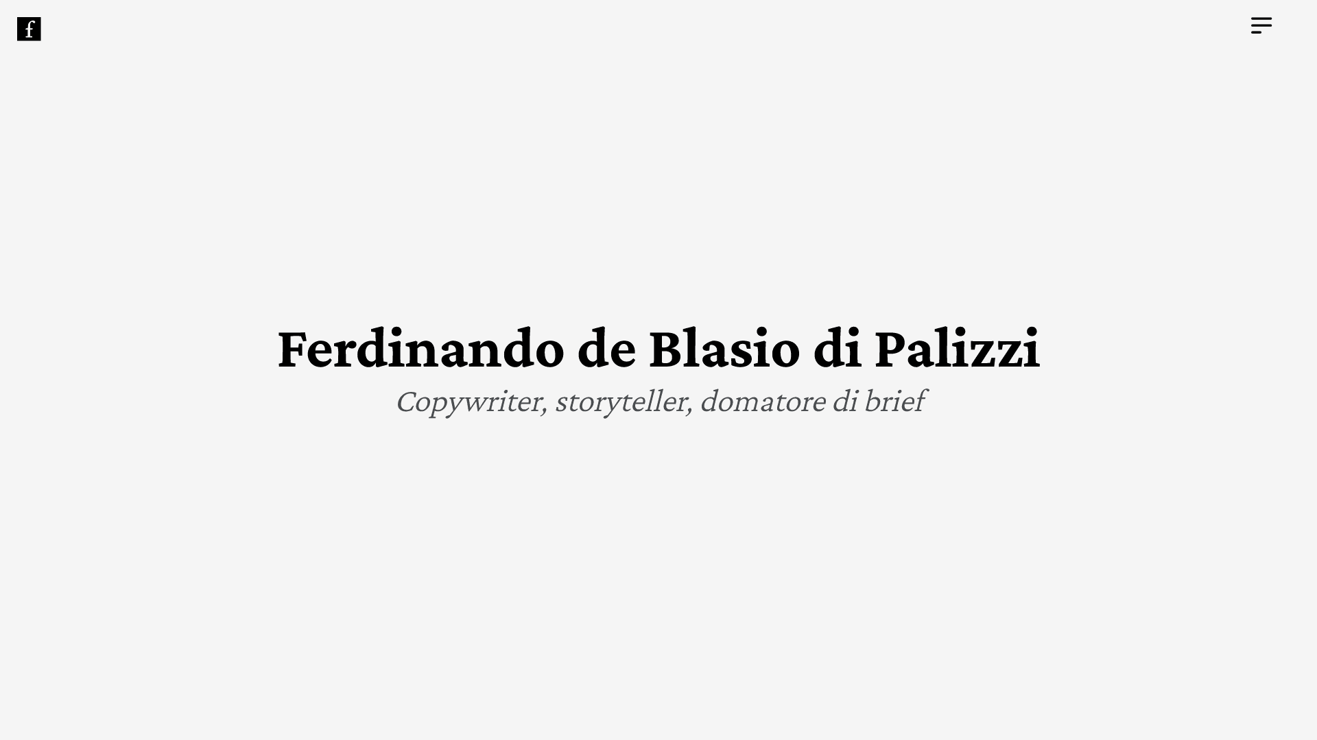 Brand del sito web ufficiale di Ferdinando de Blasio di Palizzi