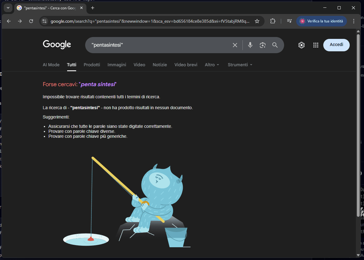 Screenshot Google parola Pentasintesi