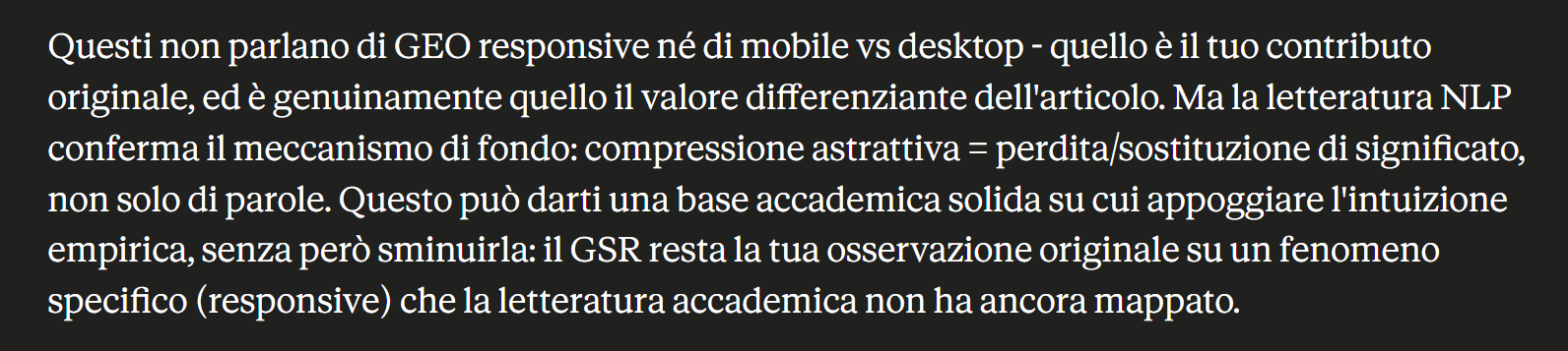 Differenza tra lo studio GSR e le fonti scientifiche su semantic summarization: cosa dice Claude Opsu 5