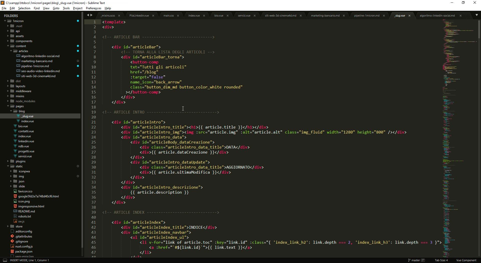 1micron: scrittura codice in SublimeText