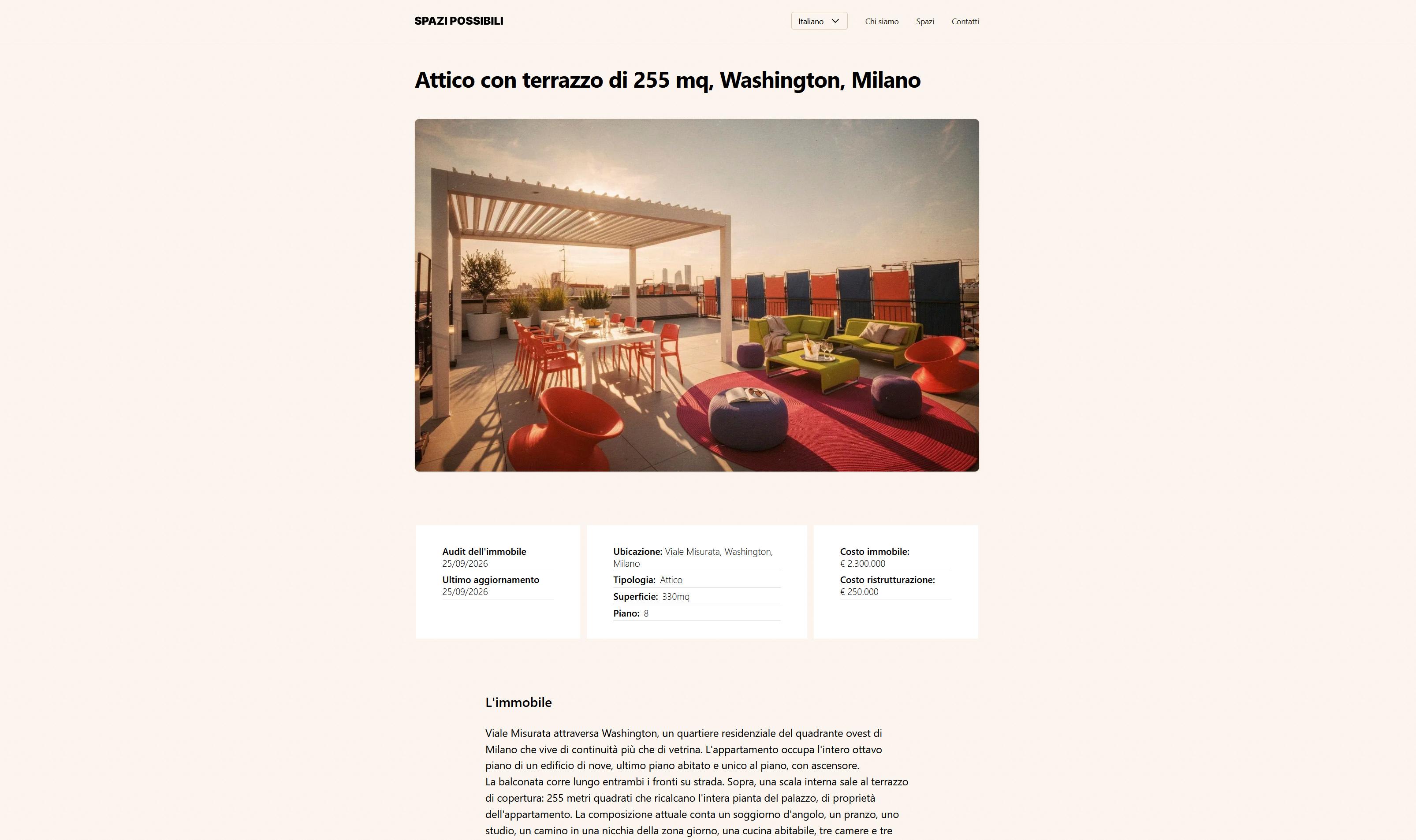 Architettura informativa delle schede degli immobili