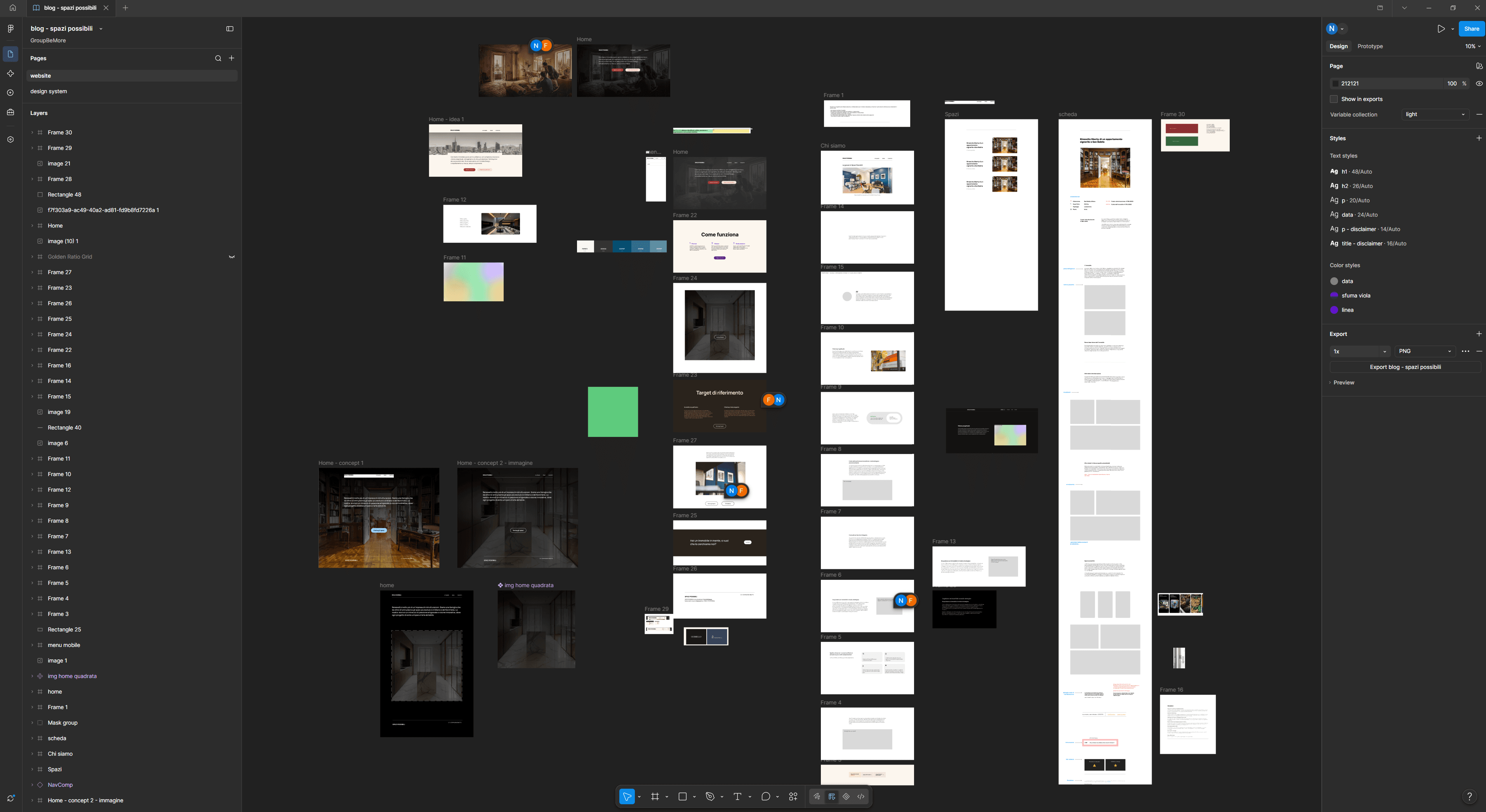 Prototipazione del sito web Spazi Possibili realizzata in Figma