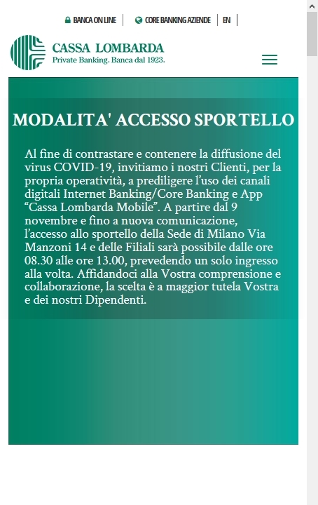 Cassa Lombarda: sito ufficiale versione mobile