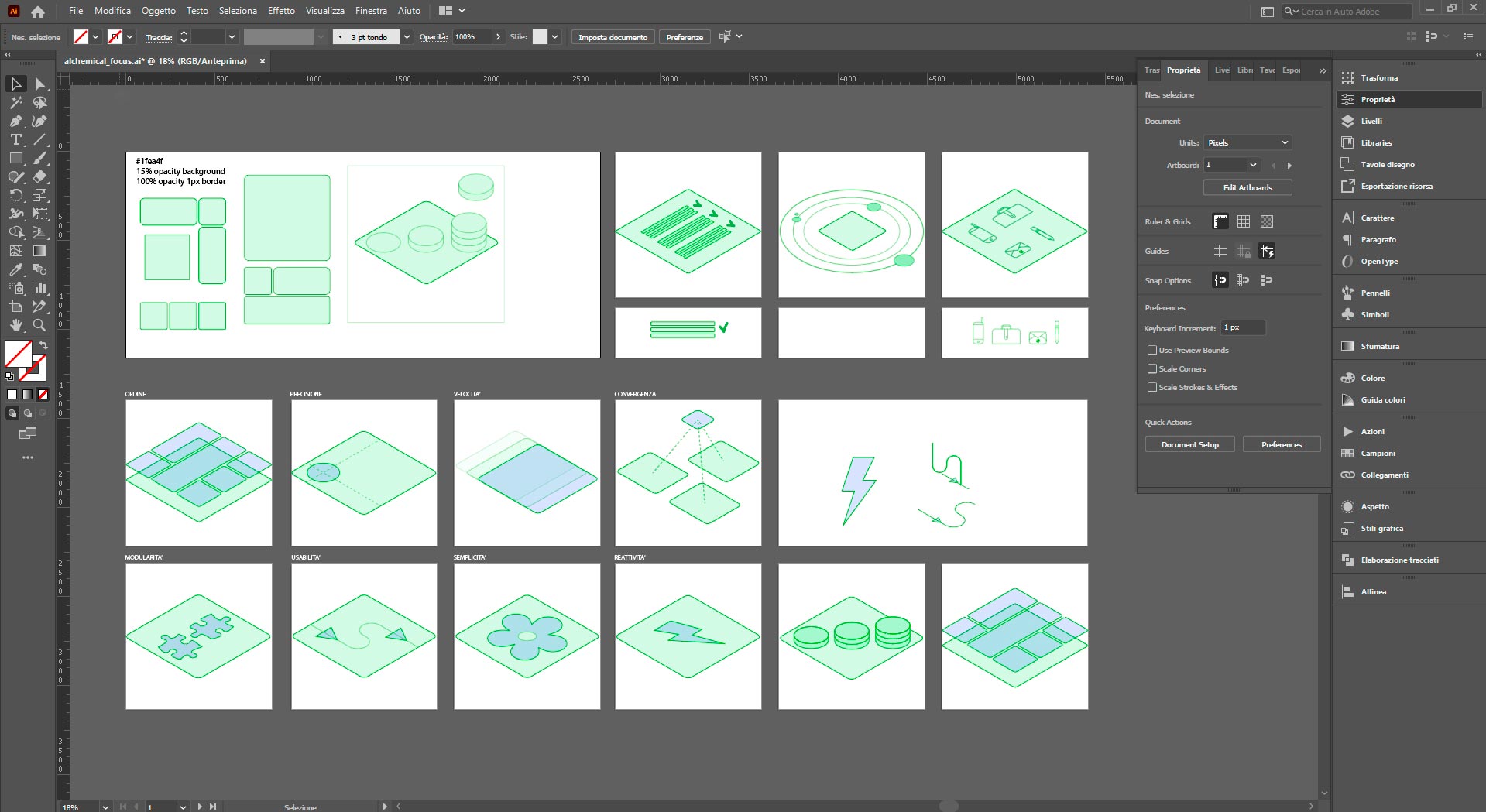 1micron: iconset Alchemical Pixel realizzato in Illustrator