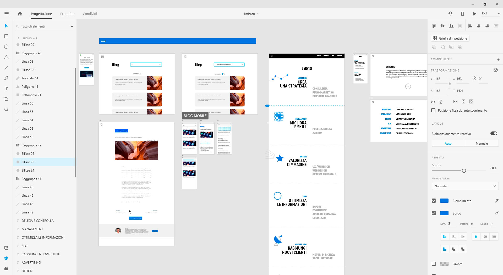 1micron: progettazione in Adobe XD