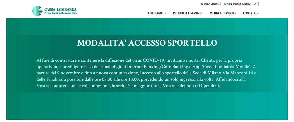 Cassa Lombarda: sito ufficiale versione desktop