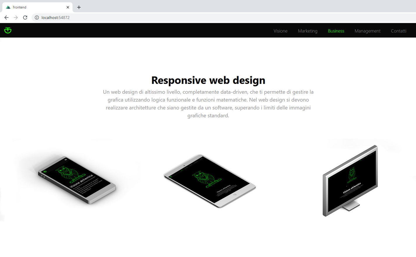 sito web con inserto in 3D